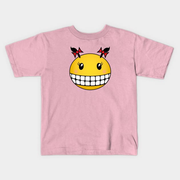 Girl Smiley - Dark hair and rosy cheeks Kids T-Shirt by RawSunArt